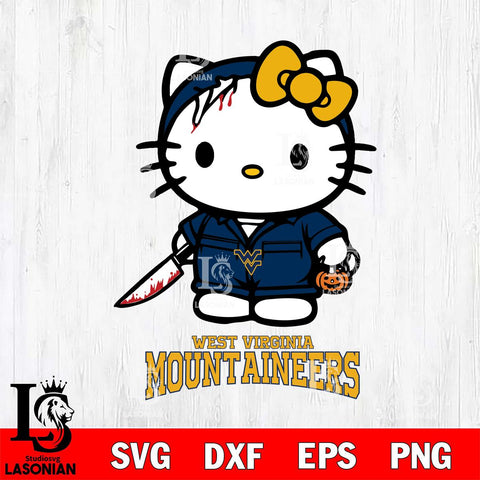 West Virginia Mountaineers Hello Kitty Horror 5 Svg Eps Dxf Png File, Digital Download