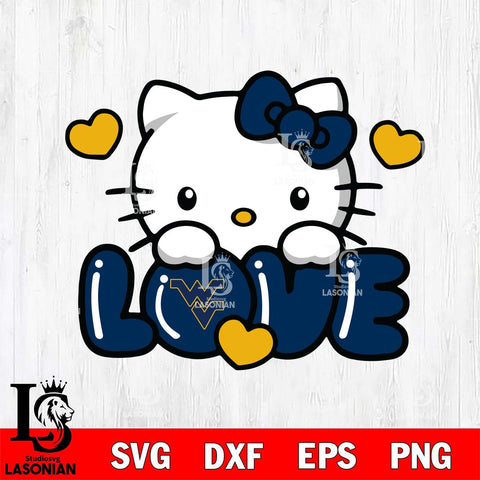West Virginia Mountaineers Hello Kitty Love Svg Eps Dxf Png File, Digital Download, Instant Download