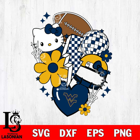 West Virginia Mountaineers Hello Kitty NCAA 2 Svg Eps Dxf Png File, Digital Download, Instant Download