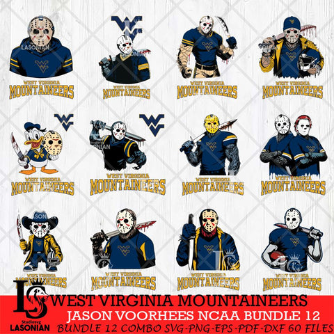 West Virginia Mountaineers Jason Voorhees NCAA Bundle 12 SVG Svg Eps Dxf Png File, Digital Download