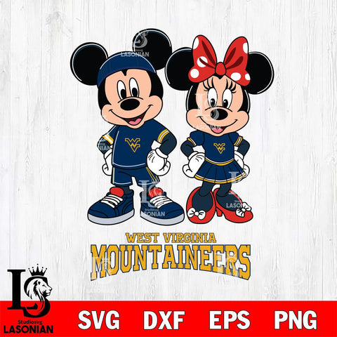 West Virginia Mountaineers Mickey And Minnie Rugby Svg Eps Dxf Png File, NCAA svg , Digital Download , Instant Download, Cricut File
