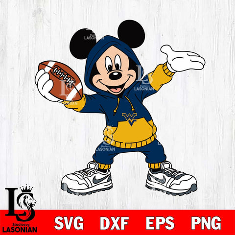 West Virginia Mountaineers Mickey Disney Football Christmas File Cut, NCAA SVG DXF EPS PNG FILE, Digital Download , Criucut , Silhouette