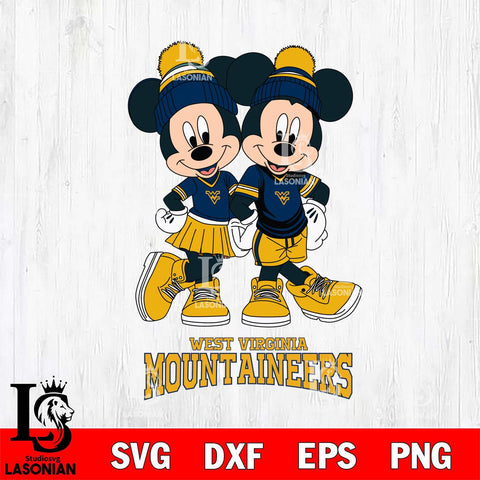 West Virginia Mountaineers Mickey Minnie Valentine Football Svg Eps Dxf Png File, NCAA svg , Digital Download , Instant Download, Cricut File