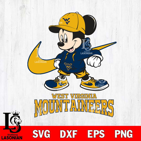 West Virginia Mountaineers Mickey Mouse NIKE, Svg Eps Dxf Png File, Digital Download