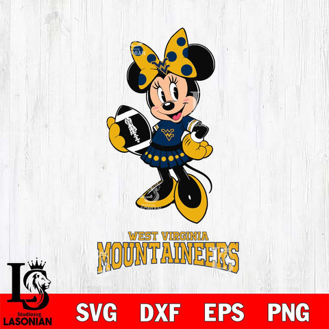 West Virginia Mountaineers Minnie Mouse, Svg Eps Dxf Png File, Digital Download