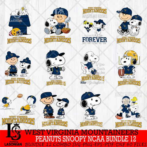 West Virginia Mountaineers Peanuts Snoopy Player NCAA Bundle 12 SVG DXF EPS PNG FILE,Snoopy File Cut, bundle NCAA Digital Download,Instant Download, Silhouette