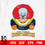 West Virginia Mountaineers Pennywise Horror Sport 3 Svg Eps Dxf Png File, Digital Download