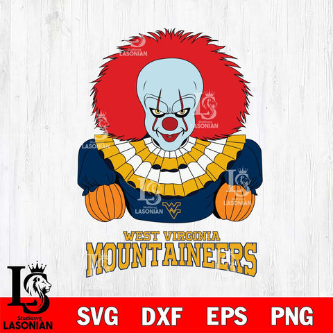 West Virginia Mountaineers Pennywise Horror Sport 3 Svg Eps Dxf Png File, Digital Download