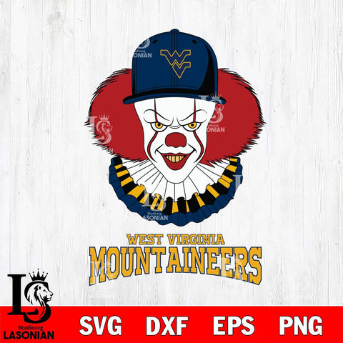 West Virginia Mountaineers Pennywise Horror Sport 4 Svg Eps Dxf Png File, Digital Download