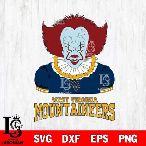 West Virginia Mountaineers Pennywise Horror Sport 5 Svg Eps Dxf Png File, Digital Download