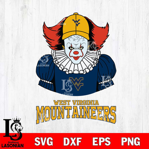 West Virginia Mountaineers Pennywise Horror Sport 7 Svg Eps Dxf Png File, Digital Download