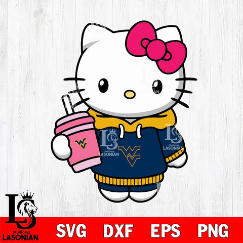 West Virginia Mountaineers Pretty Hello Kitty Svg Eps Dxf Png File, Digital Download, Instant Download