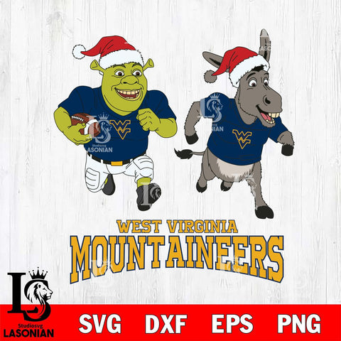 West Virginia Mountaineers Shrek and Donkey Football Cricut,Christmas SVG DXF EPS PNG FILE, NCAA Digital Download,Instant Download, Silhouette