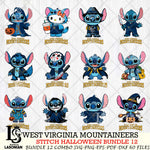 West Virginia Mountaineers Stitch Horror Bundle 12 SVG Svg Eps Dxf Png File, NCAA svg, Digital Download, Instant Download