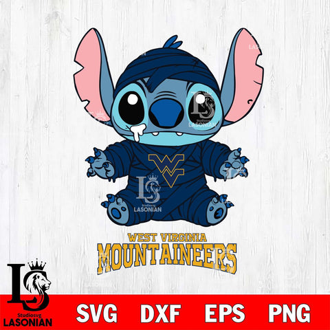 West Virginia Mountaineers Stitch Mummy Svg Eps Dxf Png File, NCAA svg, Digital Download, Instant Download