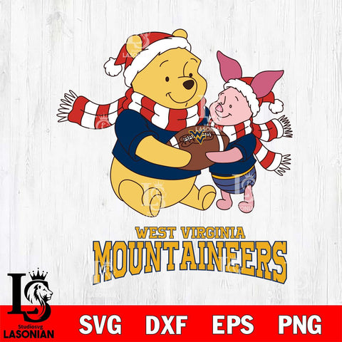 West Virginia Mountaineers Winnie the Pooh & Piglet Football Cricut,Christmas SVG DXF EPS PNG FILE, NCAA Digital Download,Instant Download, Silhouette