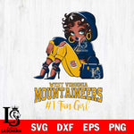 West Virginia Mountaineers #1 beauty Black Fan Girl, Svg Eps Dxf Png File, Digital Download