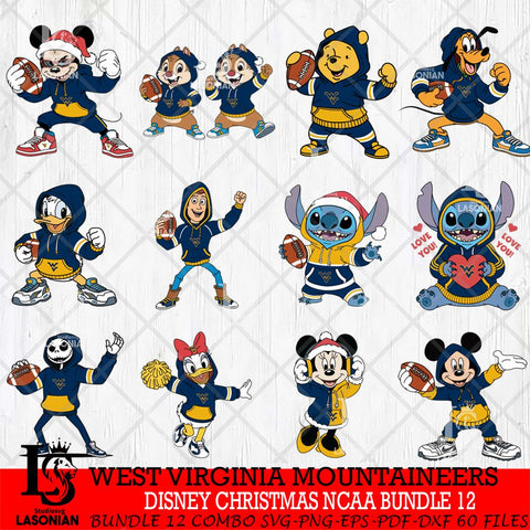West Virginia Mountaineers  Disney christmas NCAA Bundle File Cut, Bundle NCAA SVG DXF EPS PNG FILE, Digital Download , Criucut , Silhouette