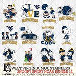 West Virginia Mountaineers  Snoopy NCAA Bundle 12 SVG Svg Eps Dxf Png File, Digital Download
