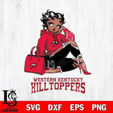 Western Kentucky Hilltoppers Awesome Black Fan Girl Betty Boop, Svg Eps Dxf Png File, Digital Download