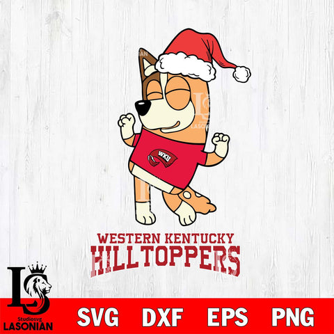 Western Kentucky Hilltoppers Bluey Chilli Happy Christmas Svg Eps Dxf Png File, Digital Download