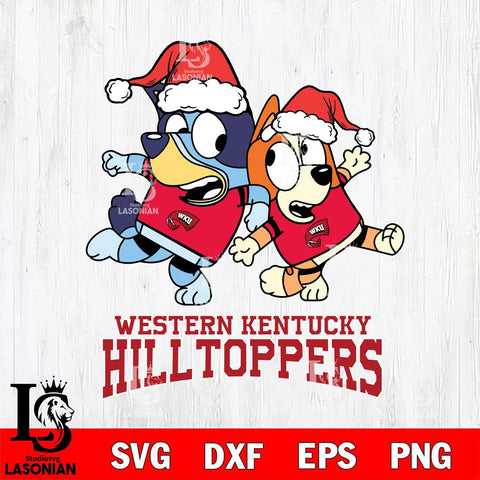 Western Kentucky Hilltoppers Bluey Christmas Holiday Svg Eps Dxf Png File, Digital Download