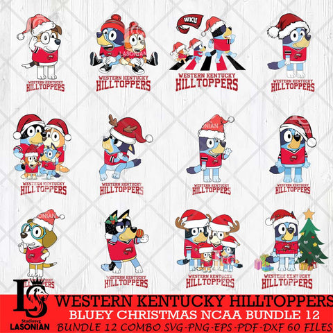 Western Kentucky Hilltoppers Bluey Christmas NCAA Bundle 12 Cricut File Cut Files , Bluey Cricut , Christmas Svg , Bluey svg , Digital Download, dxf eps png pdf file