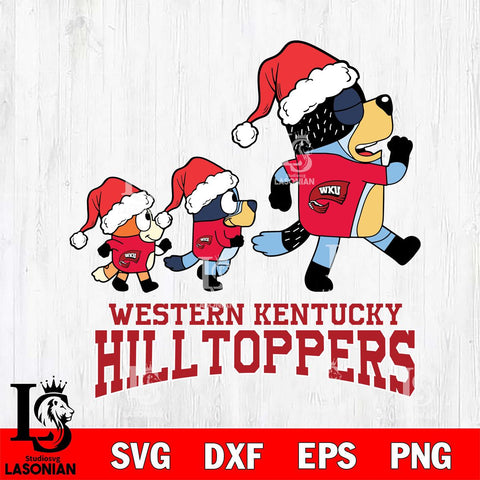 Western Kentucky Hilltoppers Bluey Family Christmas Svg Eps Dxf Png File, Digital Download