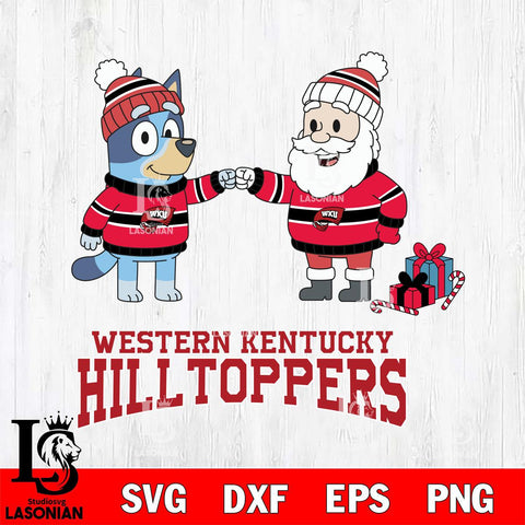 Western Kentucky Hilltoppers Bluey With Satan Christmas File Cut, NCAA SVG DXF EPS PNG FILE, Digital Download,Instant Download, Silhouette
