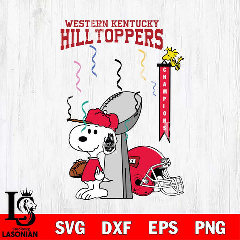 Western Kentucky Hilltoppers Charlie Brown and Snoopy Super Bowl Svg Eps Dxf Png File, NCAA svg , Digital Download , Instant Download, Cricut File