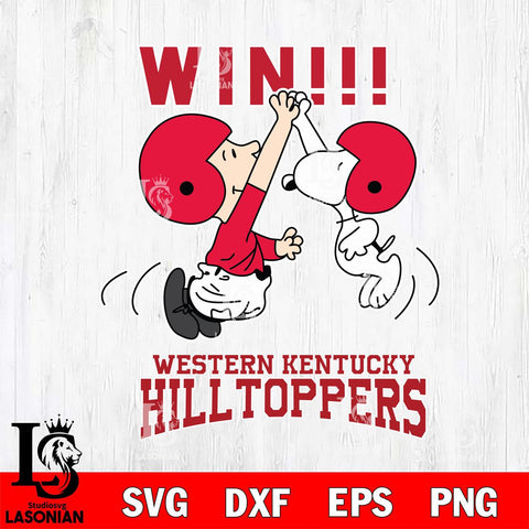 Western Kentucky Hilltoppers Charlie Brown and Snoopy Win Svg Eps Dxf Png File, NCAA svg , Digital Download , Instant Download, Cricut File