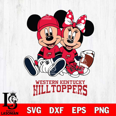 Western Kentucky Hilltoppers Disney Mickey And Minnie Football Svg Eps Dxf Png File, NCAA svg , Digital Download , Instant Download, Cricut File