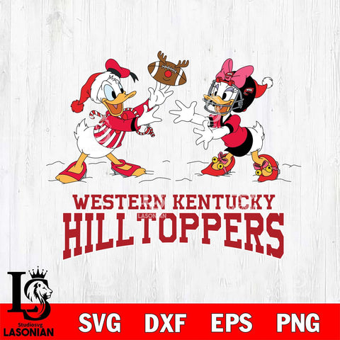 Western Kentucky Hilltoppers Donald Duck & Daisy Duck Football Cricut,Christmas SVG DXF EPS PNG FILE, NCAA Digital Download,Instant Download, Silhouette