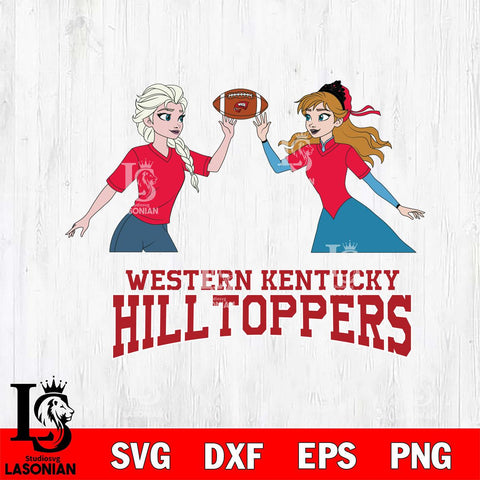 Western Kentucky Hilltoppers Elsa & Anna Football Cricut,Christmas SVG DXF EPS PNG FILE, NCAA Digital Download,Instant Download, Silhouette