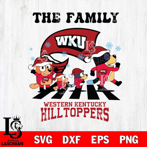 Western Kentucky Hilltoppers Family Bluey Christmas Svg Eps Dxf Png File, Digital Download