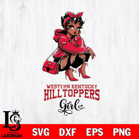 Western Kentucky Hilltoppers Fashion Black Fan Girl Betty Boop, Svg Eps Dxf Png File, Digital Download