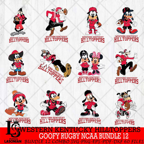 Western Kentucky Hilltoppers Goofy Rugby Disney NCAA Bundle 12 SVG DXF EPS PNG FILE,NCAA bundle svg ,Football Digital Download,Instant Download, Silhouette