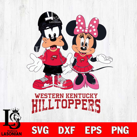 Western Kentucky Hilltoppers Goofy and Minnie mouse Football SVG DXF EPS PNG FILE,NCAA svg ,Football Digital Download,Instant Download, Silhouette