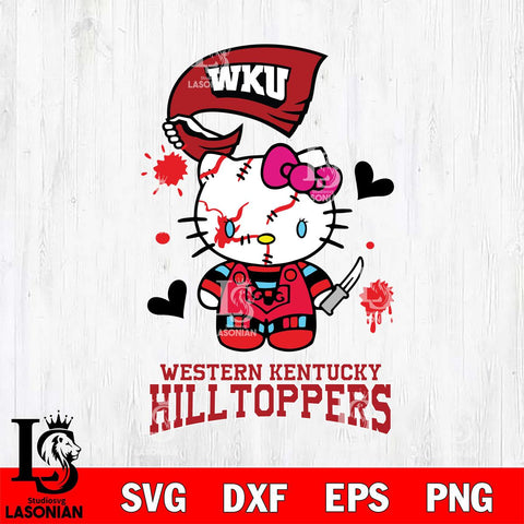 Western Kentucky Hilltoppers Hello Kitty Horror 2 Svg Eps Dxf Png File, Digital Download