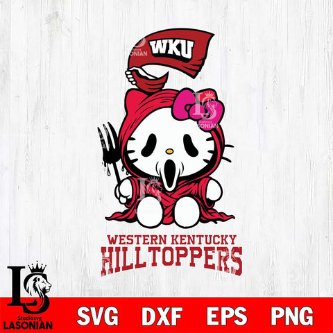 Western Kentucky Hilltoppers Hello Kitty Horror 4 Svg Eps Dxf Png File, Digital Download