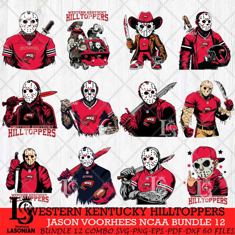 Western Kentucky Hilltoppers Jason Voorhees Horror Bundle 12 SVG Eps Dxf Png File, bundle NCAA svg, Digital Download, Instant Download
