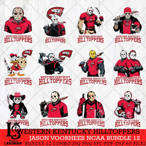 Western Kentucky Hilltoppers Jason Voorhees NCAA Bundle 12 SVG Svg Eps Dxf Png File, Digital Download
