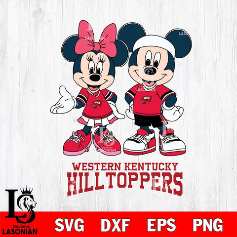 Western Kentucky Hilltoppers Mickey And Minnie Football Svg Eps Dxf Png File, NCAA svg , Digital Download , Instant Download, Cricut File