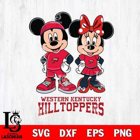 Western Kentucky Hilltoppers Mickey And Minnie Rugby Svg Eps Dxf Png File, NCAA svg , Digital Download , Instant Download, Cricut File