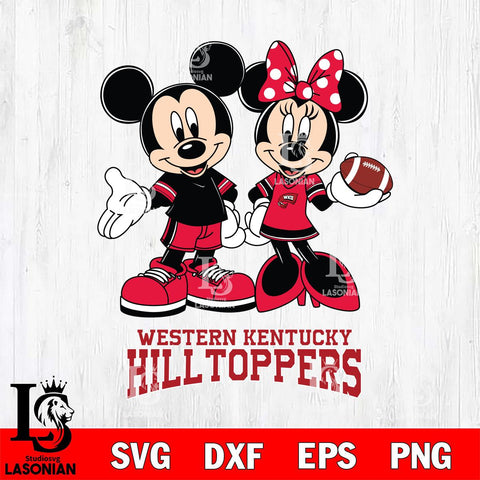 Western Kentucky Hilltoppers Mickey Minnie Football Svg Eps Dxf Png File, NCAA svg , Digital Download , Instant Download, Cricut File