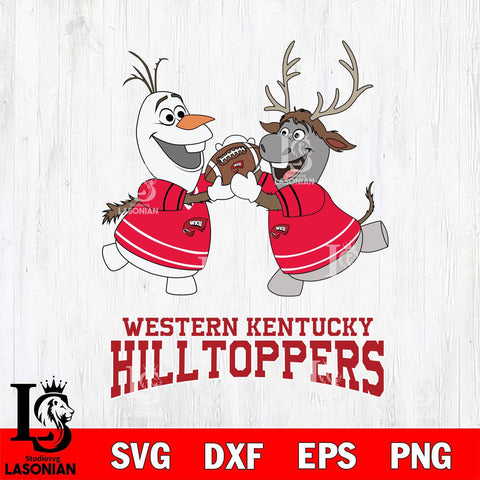 Western Kentucky Hilltoppers Olaf & Sven Football Cricut,Christmas SVG DXF EPS PNG FILE, NCAA Digital Download,Instant Download, Silhouette