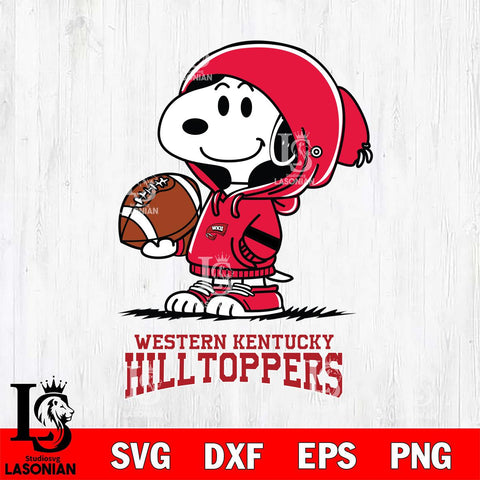 Western Kentucky Hilltoppers Snoopy Football Svg Eps Dxf Png File, NCAA svg , Digital Download , Instant Download, Cricut File