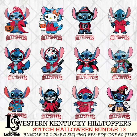 Western Kentucky Hilltoppers Stitch Horror Bundle 12 SVG Svg Eps Dxf Png File, NCAA svg, Digital Download, Instant Download