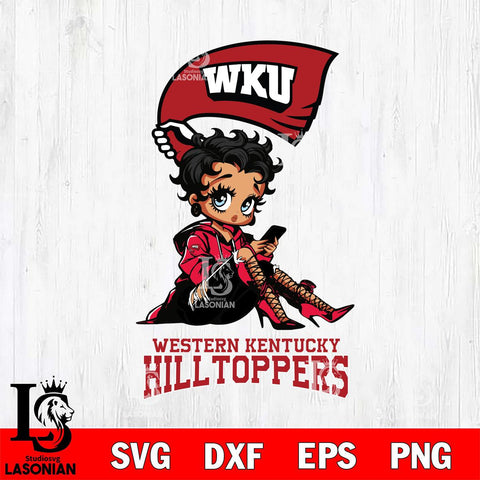 Western Kentucky Hilltoppers Style Black Fan Girl Betty Boop, Svg Eps Dxf Png File, Digital Download
