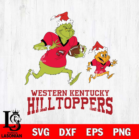 Western Kentucky Hilltoppers The Grinch & Max Football Cricut,Christmas SVG DXF EPS PNG FILE, NCAA Digital Download,Instant Download, Silhouette